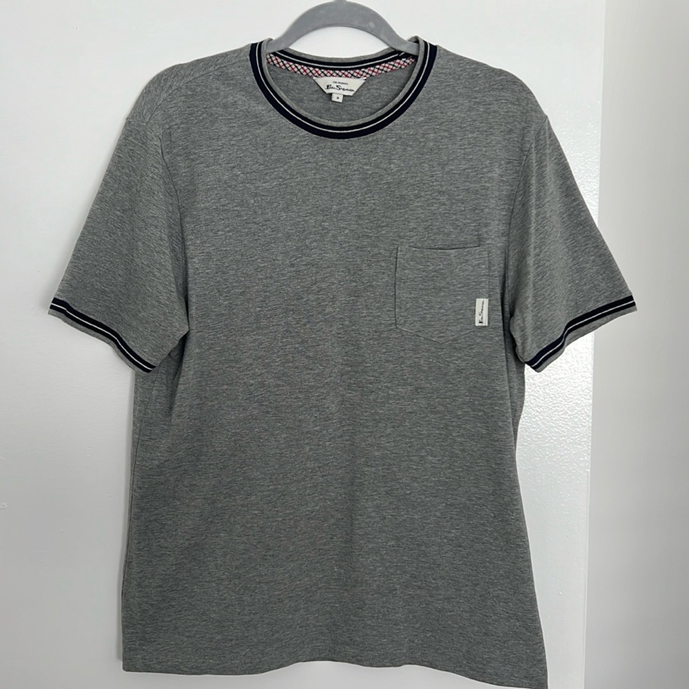 Grey Ben Sherman Tee, Navy Accents